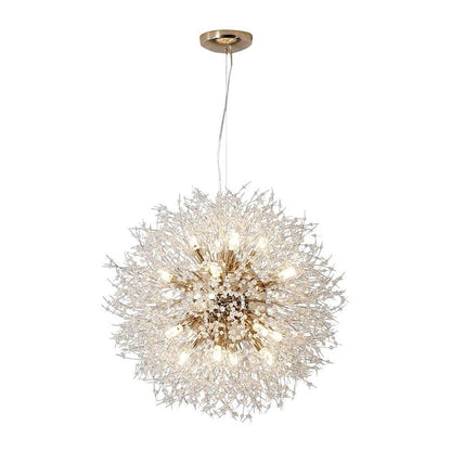 Crystal Dandelion Chandelier Electroplated Metal G9 16-Light Crystal Beads Chrome Gold 24'' Indoor