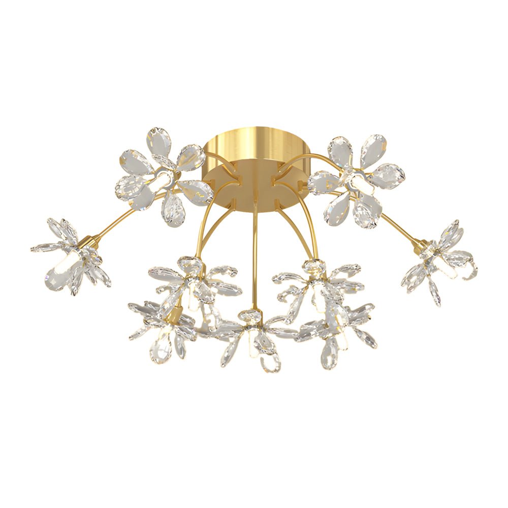 Crystal Flower Dandelion Ceiling Light — Modern Gold Iron Crystal 9 22 Light