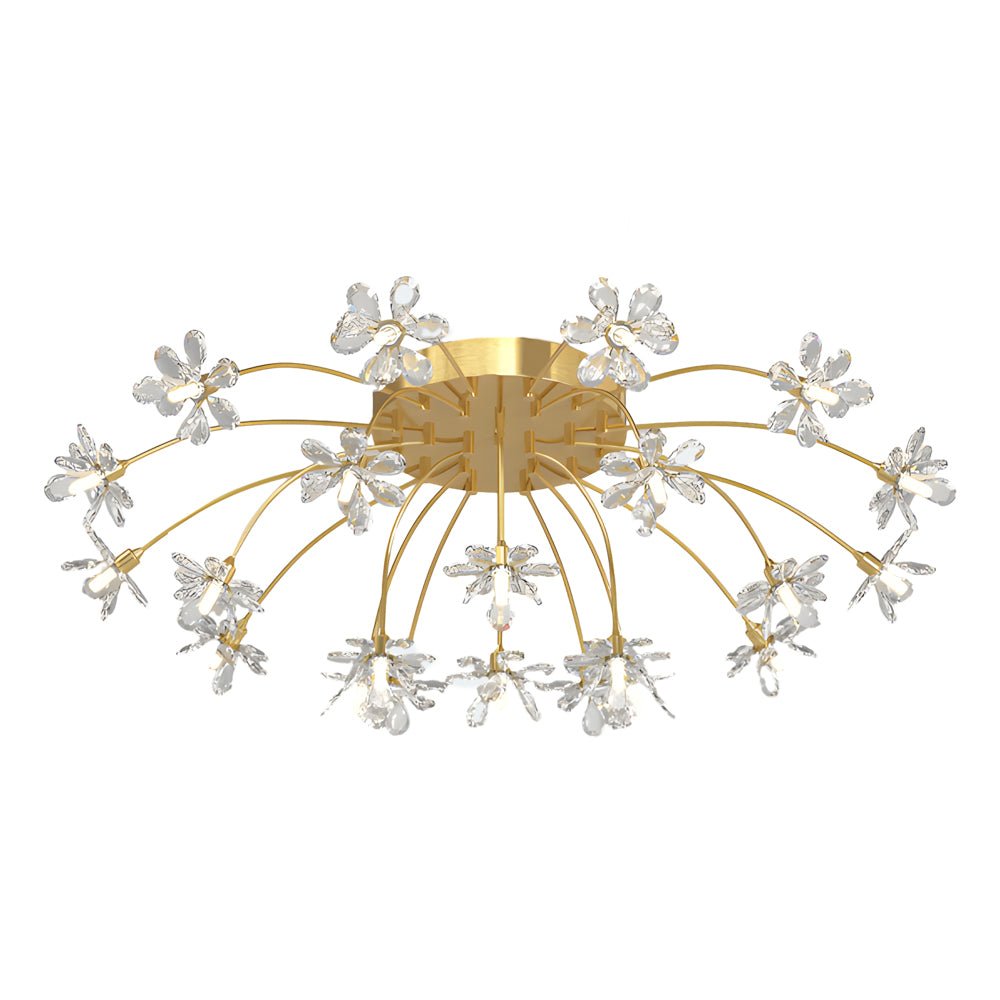 Crystal Flower Dandelion Ceiling Light — Modern Gold Iron Crystal 9 22 Light