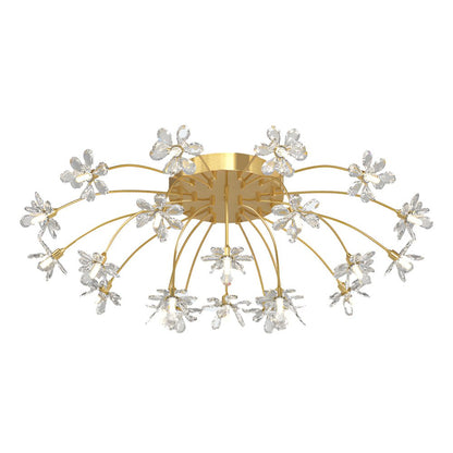 Crystal Flower Dandelion Ceiling Light — Modern Gold Iron Crystal 9 22 Light