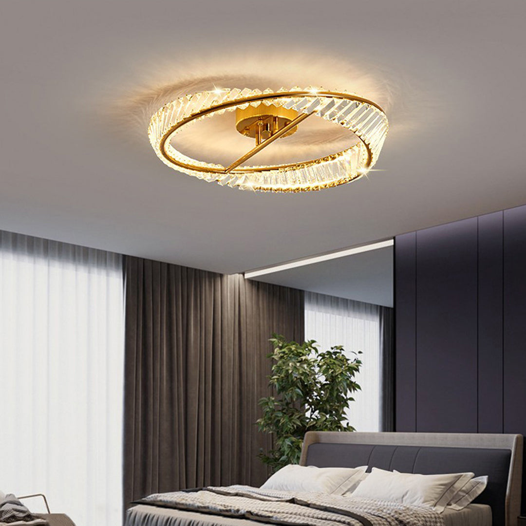 Möbius Twisted Ring Crystal Flush Mount Gold Three Sizes