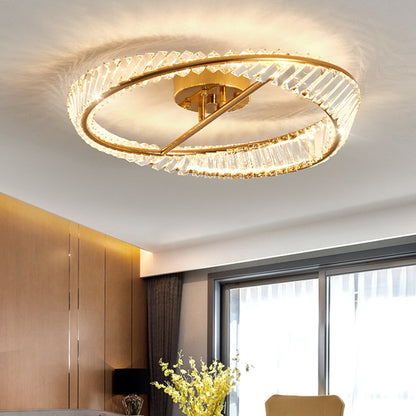 Möbius Twisted Ring Crystal Flush Mount Gold Three Sizes