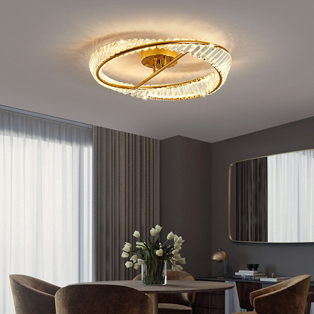 Möbius Twisted Ring Crystal Flush Mount Gold Three Sizes
