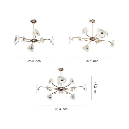 Crystal Petal Chandelier Terracotta Gold Aluminium Full-Spectrum LED 3-Step CCT Mid-Century Vintage 6/8/10 Head