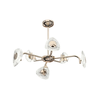 Crystal Petal Chandelier Terracotta Gold Aluminium Full-Spectrum LED 3-Step CCT Mid-Century Vintage 6/8/10 Head