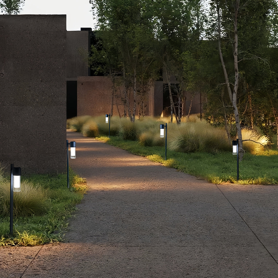 Contemporary Path Light Single Double Head Black Aluminum Glass CRI90 IP65 DC24V 2 Heights