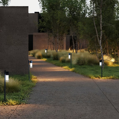 Contemporary Path Light Single Double Head Black Aluminum Glass CRI90 IP65 DC24V 2 Heights