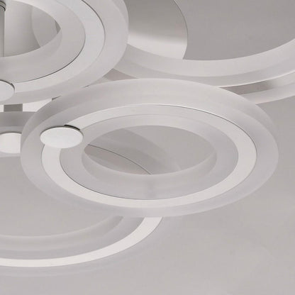 Multi-Ring Cluster Semi-Flush Mount Ceiling Light — Modern Contemporary Metal Acrylic LED 6 Light White Black Coffee