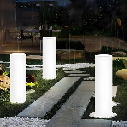 Cylinder PE LED Outdoor Floor Lamp RGB Colour Changing Remote IP65 3 Power Options