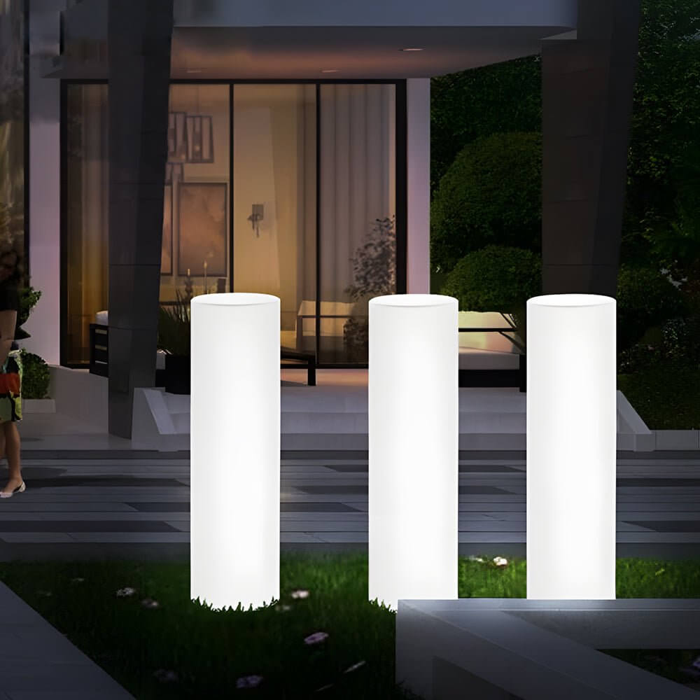 Cylinder PE LED Outdoor Floor Lamp RGB Colour Changing Remote IP65 3 Power Options