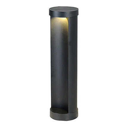 Cylindrical LED Bollard Landscape Light Solar Hardwired Black Outdoor Path Light