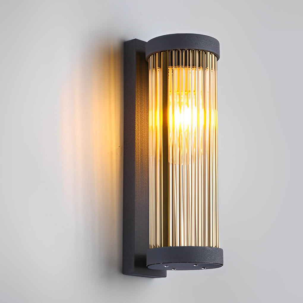 Modern Black Outdoor Wall Sconce Solar or Hardwired Stainless Steel Glass LED 3000K