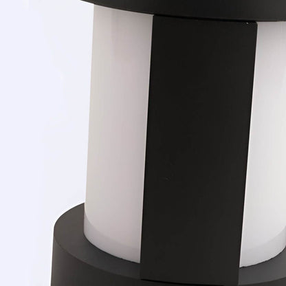 Cylindrical LED Bollard Landscape Light | Solar & Hardwired Black Outdoor Path Light