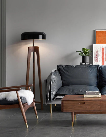 Pileo Porada Floor Lamp – Solid Wood Tripod Light