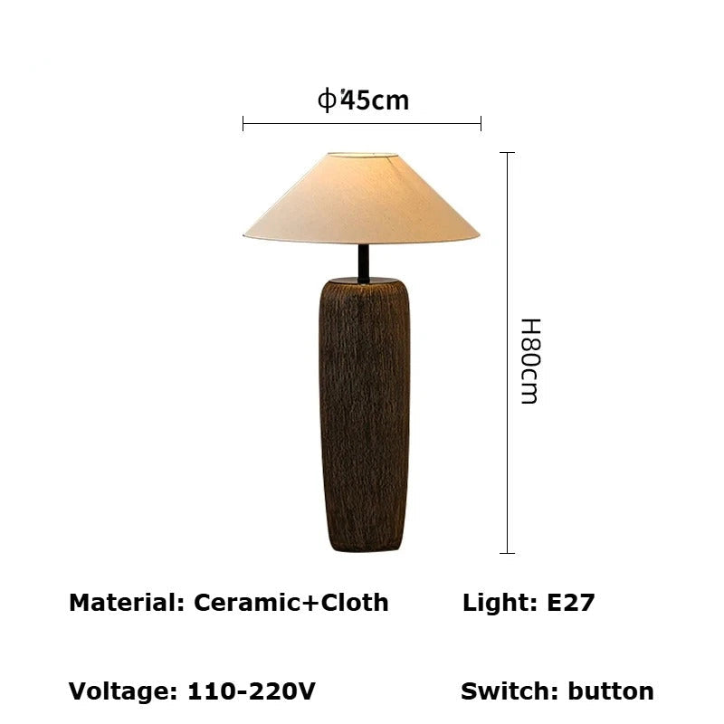 Quiet Pottery Ceramic Floor Lamp – Zen Fabric Shade