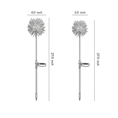 Dandelion Landscape Light Solar LED Aluminum Copper Stainless Steel 3000K Warm White IP65 4'' or 6'' Garden Lawn Yard