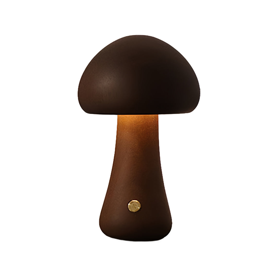 Beech Wood Mushroom LED Night Lamp Touch Dimming Four Shapes Two Finishes