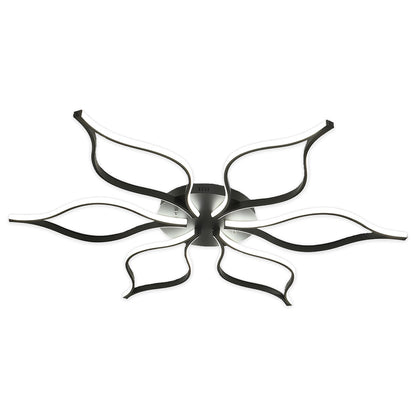 Oversized Black Iron and Silicone Petal-Arm LED Flush Mount with Four Colour Temperature Modes in Two Sizes