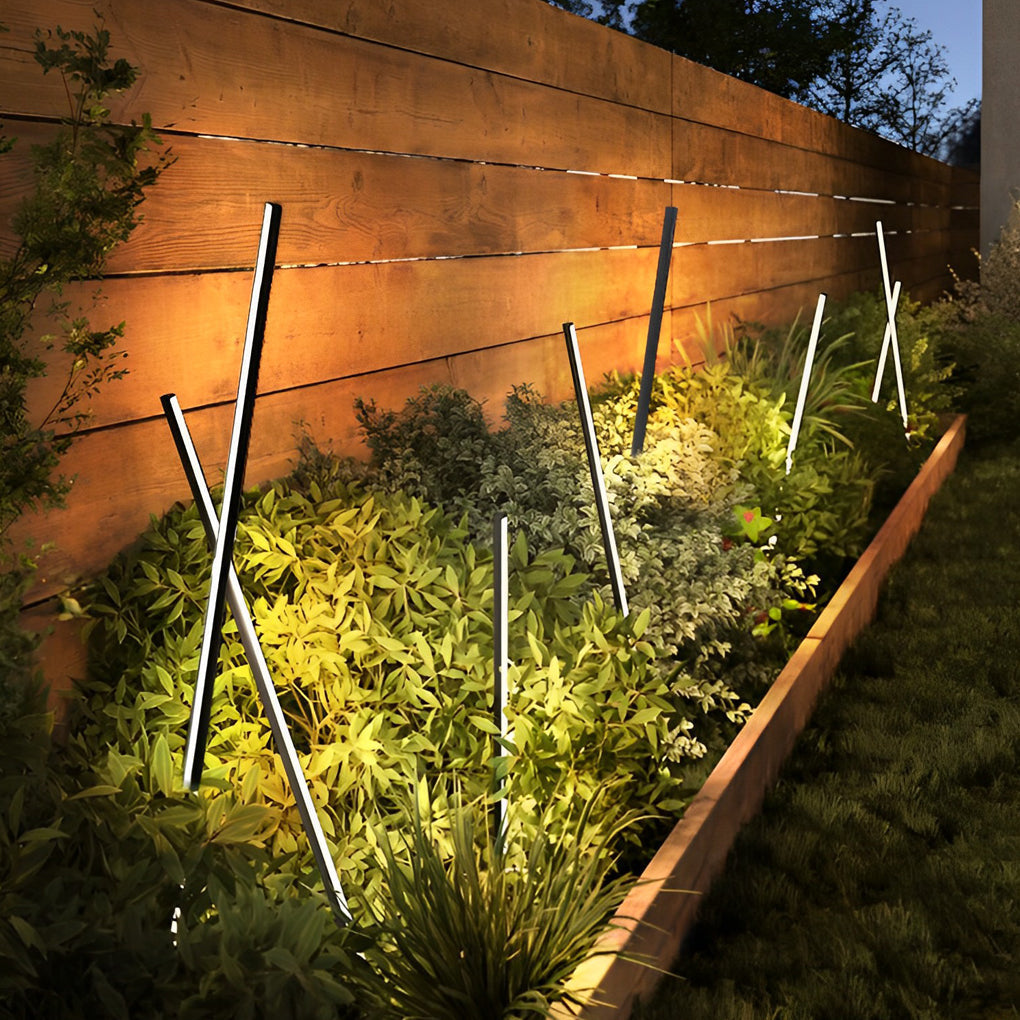 Contemporary Linear LED Outdoor Floor Lamp IP65 Stainless Steel 4 Heights 3000K