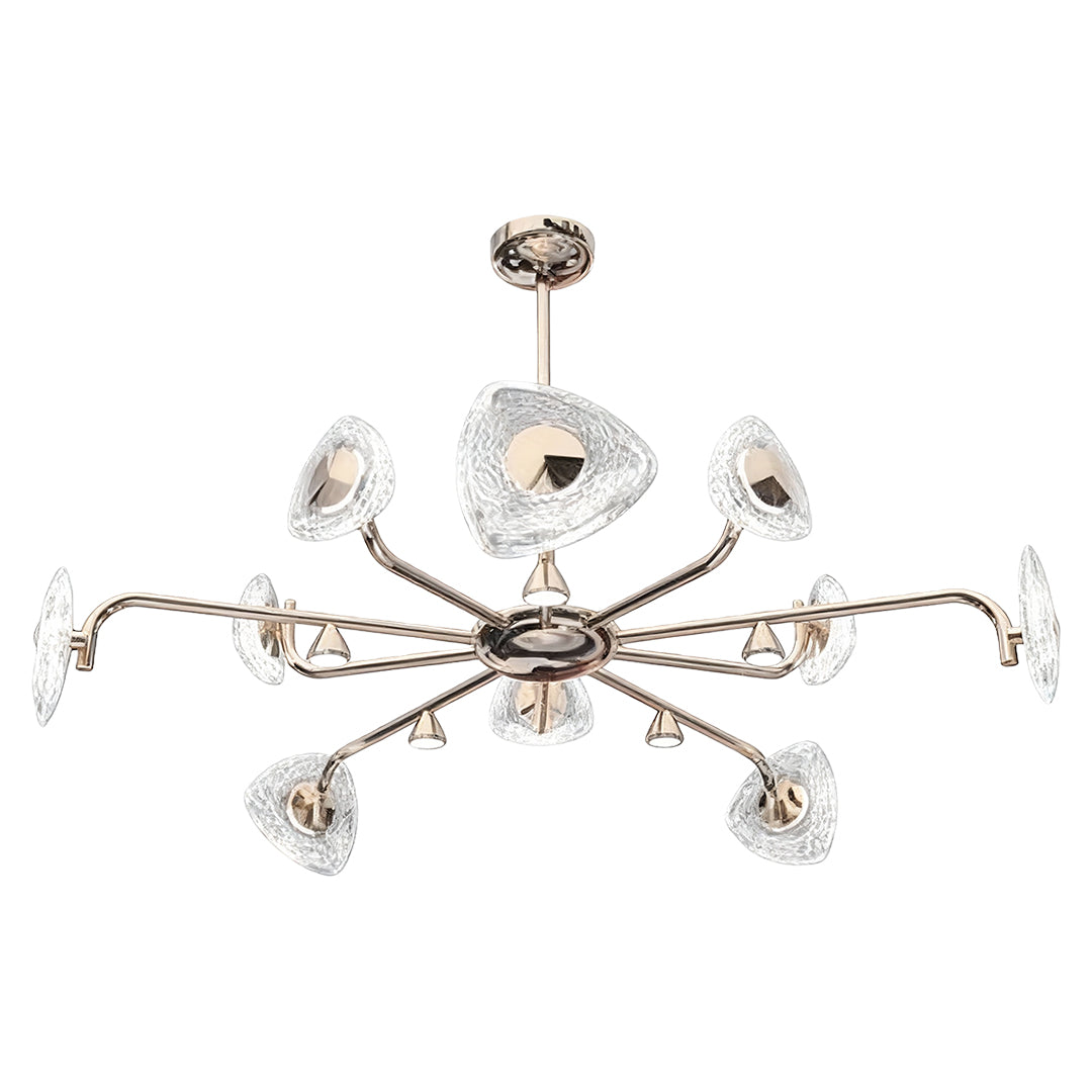 Crystal Petal Chandelier Terracotta Gold Aluminium Full-Spectrum LED 3-Step CCT Mid-Century Vintage 6/8/10 Head
