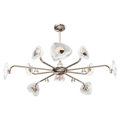 Crystal Petal Chandelier Terracotta Gold Aluminium Full-Spectrum LED 3-Step CCT Mid-Century Vintage 6/8/10 Head