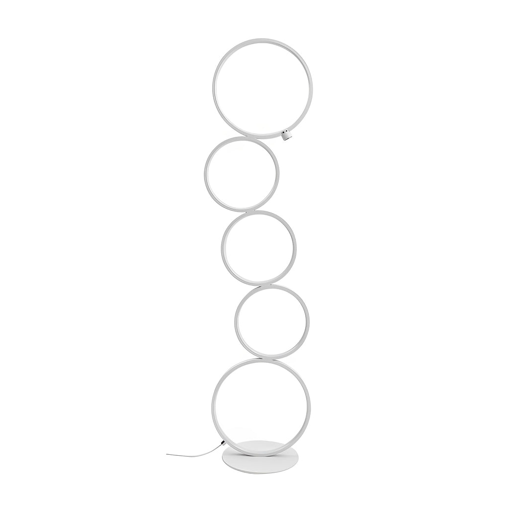 Modern Floor Lamp LED 5 Stacked Ring Circles Touch Dimmable Aluminum Silica Gel Black White Living Room Bedside 43 Inch
