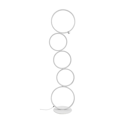 Modern Floor Lamp LED 5 Stacked Ring Circles Touch Dimmable Aluminum Silica Gel Black White Living Room Bedside 43 Inch