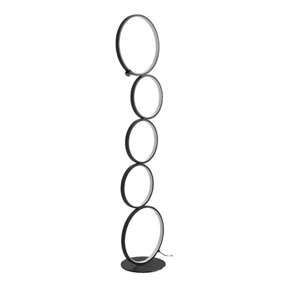 Modern Floor Lamp LED 5 Stacked Ring Circles Touch Dimmable Aluminum Silica Gel Black White Living Room Bedside 43 Inch