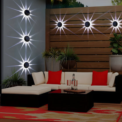 Solar Petal Sunburst Outdoor Wall Sconce ABS Acrylic RGB Remote 3 Light Modes IP44 Courtyard Garden Villa