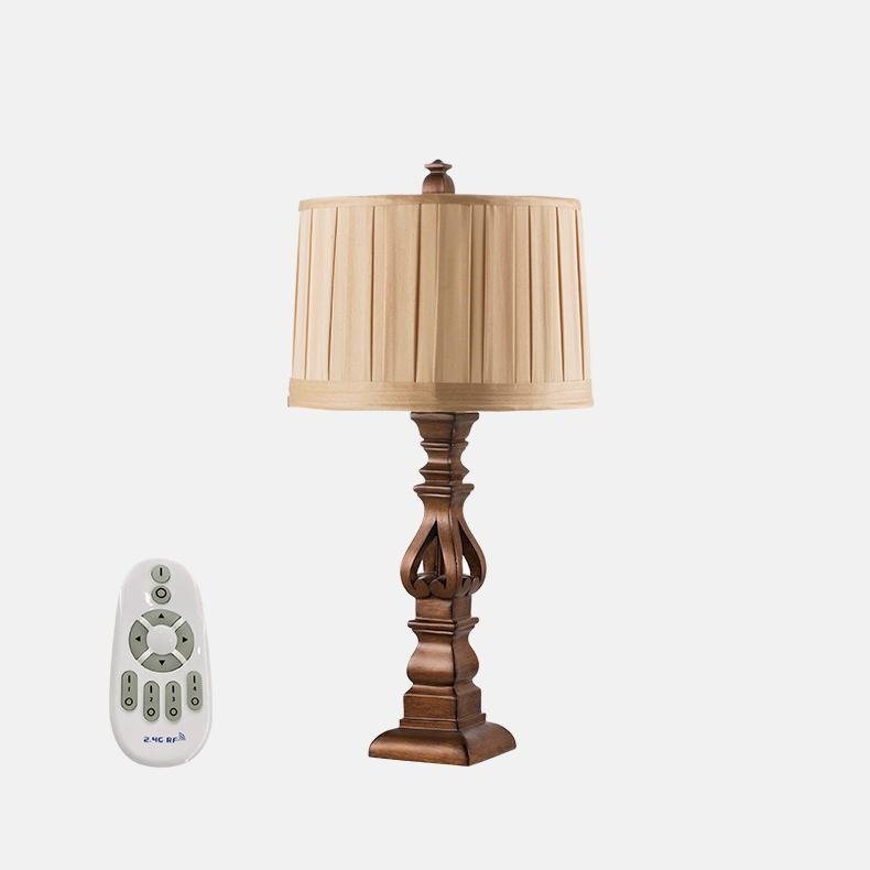 Antique Rustic Tower Resin Table Lamp Striped Linen Drum Shade E26 E27 Two Sizes