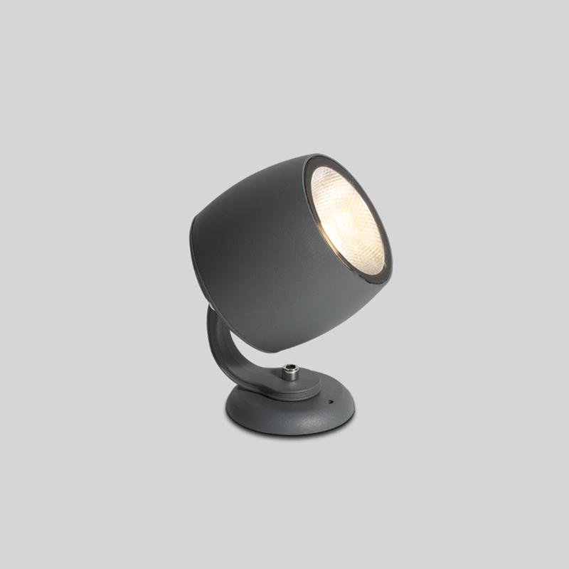 Hardwired LED Outdoor Landscape Spotlight 30W Adjustable Round Die-Cast Aluminum Gray IP66 3200K 100V-240V