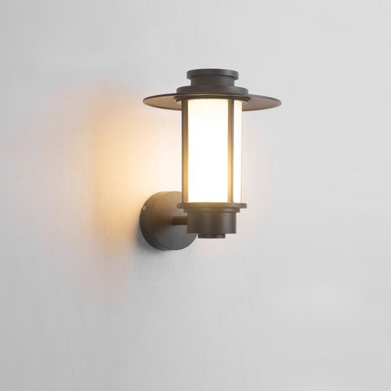 Black Retro Top Hat LED Outdoor Wall Sconce IP54 Aluminium 3200K