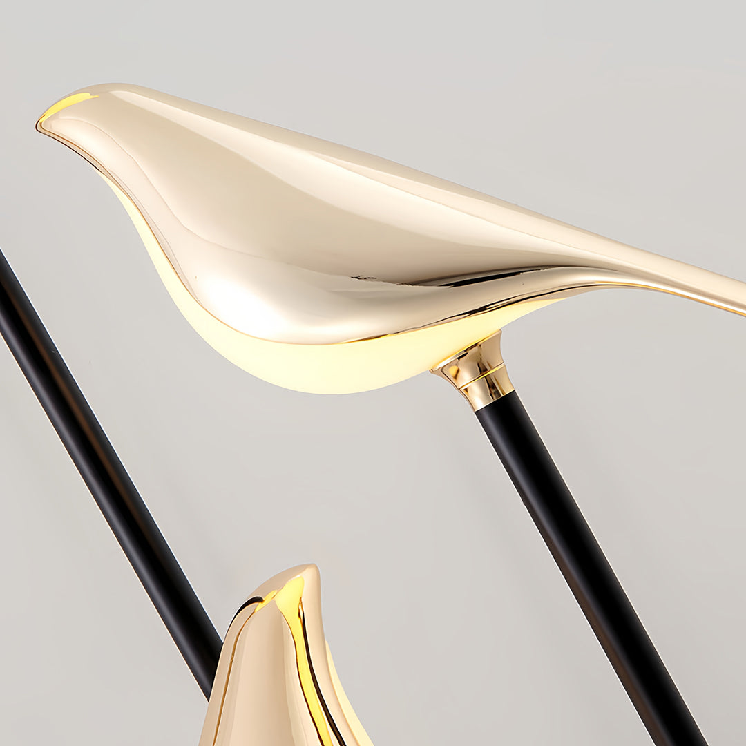 Decorative Floor Lamp 3 Heads Magpie Bird LED Gold Zinc Alloy Acrylic Optical Tube Nordic Artistic 4000K Foot Switch 60 Inch