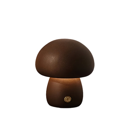 Beech Wood Mushroom LED Night Lamp Touch Dimming Four Shapes Two Finishes