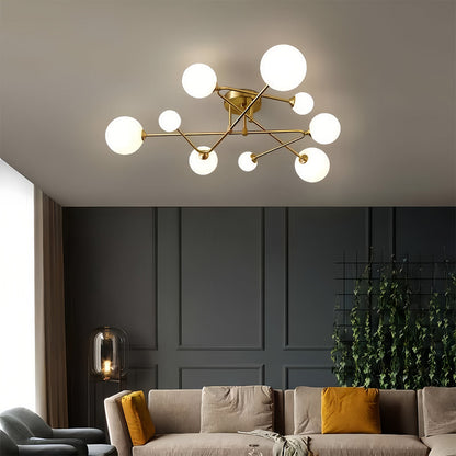 Magic Bean Gold Semi-Flush Mount Nordic Iron E27 Globe 4 6 9 Light