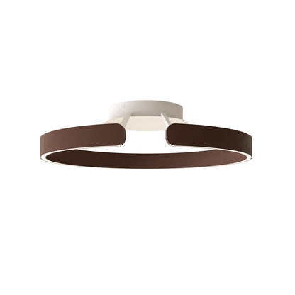Split Ring Halo LED Flush Mount in Iron and Aluminum with Fixed Warm White in Black, White, or Coffee Brown