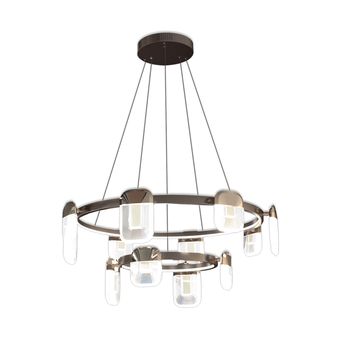 Italian Crystal Chandelier Gold Aluminum Clear Crystal Integrated LED 3-Step Dimming Minimalist
