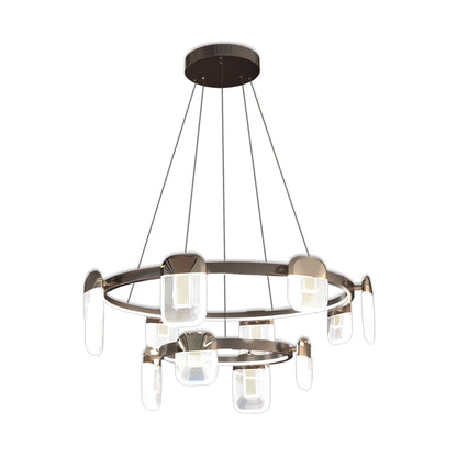 Italian Crystal Chandelier Gold Aluminum Clear Crystal Integrated LED 3-Step Dimming Minimalist