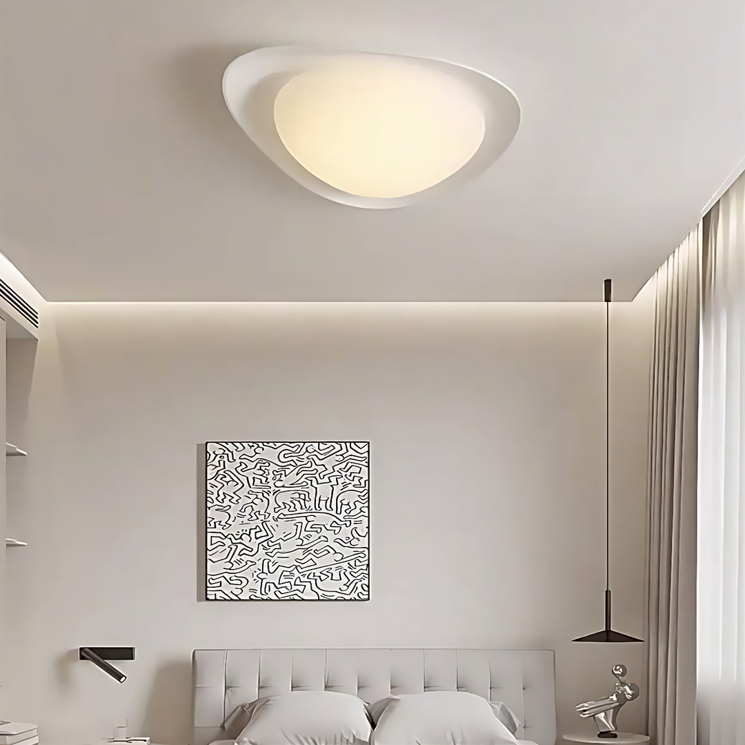 Pebble Shape Full Spectrum Flush Mount Resin Green Beige White Two Sizes