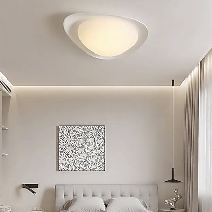 Pebble Shape Full Spectrum Flush Mount Resin Green Beige White Two Sizes