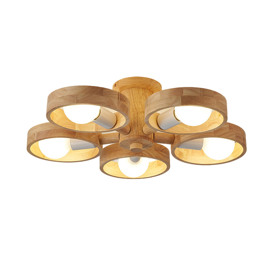 Rubberwood Branch Chandelier Scandinavian E27 3 5 6 8 Light