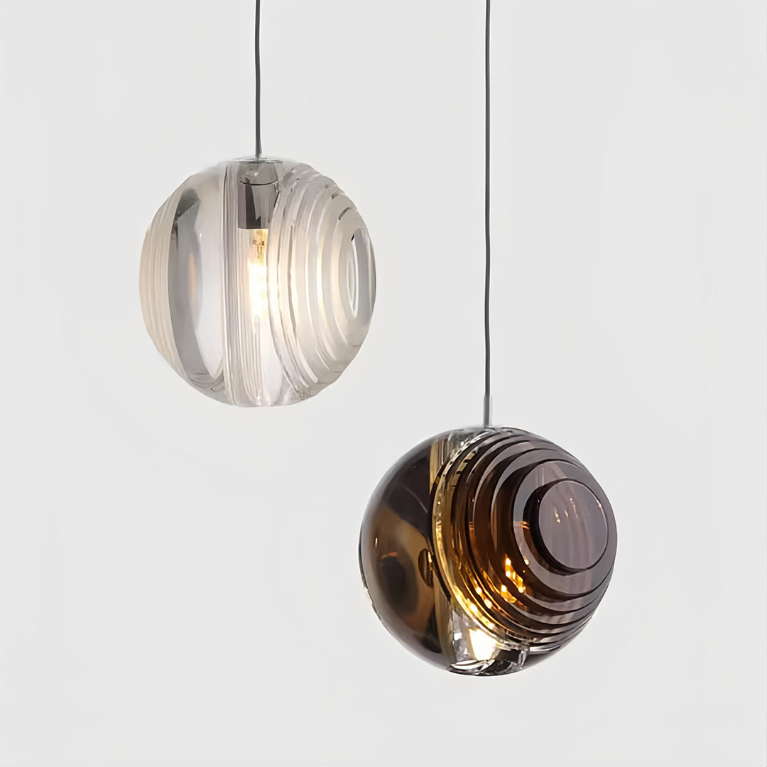 Crystal Glass Sphere Mini Pendant Light Modern Metal G4 LED 12W Warm White Transparent Brown