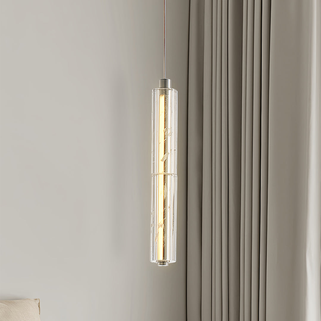 Crystal Ice Column Mini Pendant Chrome Linear LED Warm White 2 Sizes