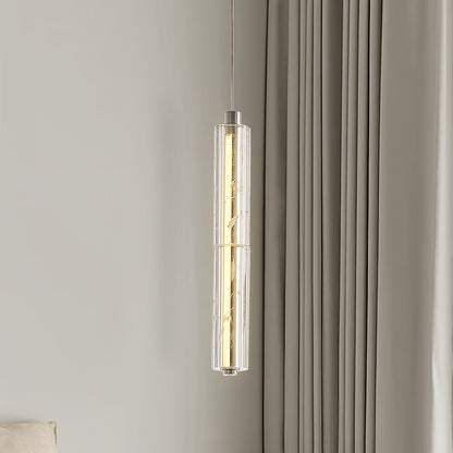 Crystal Ice Column Mini Pendant Chrome Linear LED Warm White 2 Sizes