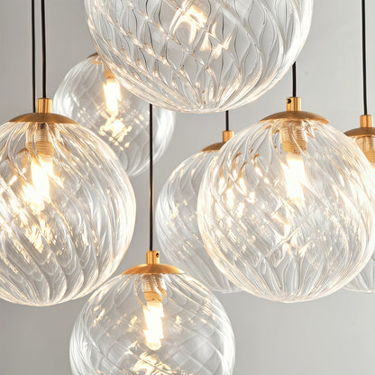 Glass Sphere Chandelier Copper Frame Multi-Arm G9 7 9 13 Heads Copper Nickel Black