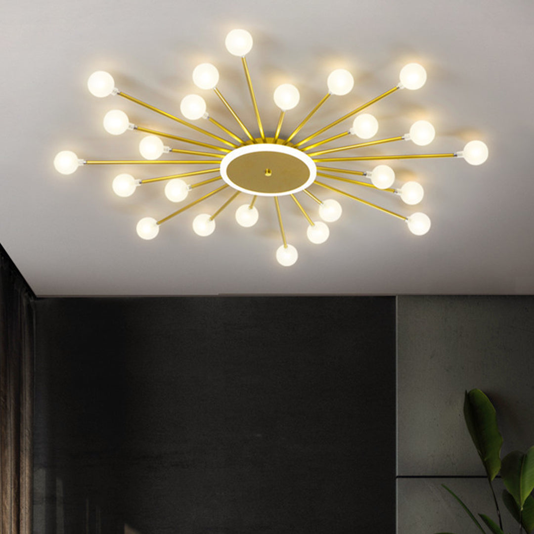 Sputnik Glass Globe Flush Mount Gold Black 18 24 30 Heads