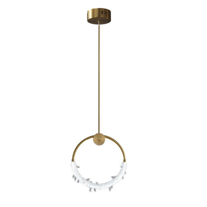 Crystal Ring LED Pendant Light Electroplated Iron Handmade Crystal 12.6W 3000K Indoor