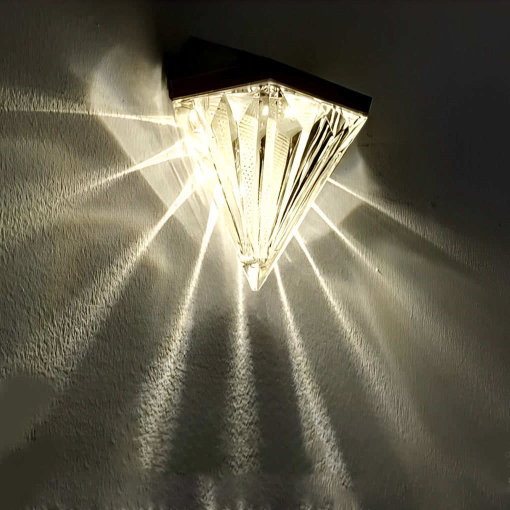 Diamond Solar LED Outdoor Wall Sconce Waterproof Black ABS 3000K Fence Garden