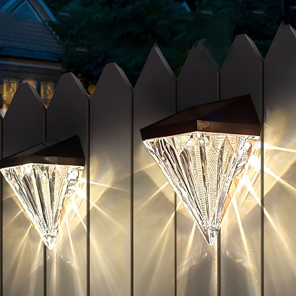 Diamond Solar LED Outdoor Wall Sconce Waterproof Black ABS 3000K Fence Garden