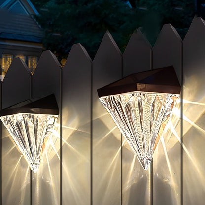 Diamond Solar LED Outdoor Wall Sconce Waterproof Black ABS 3000K Fence Garden
